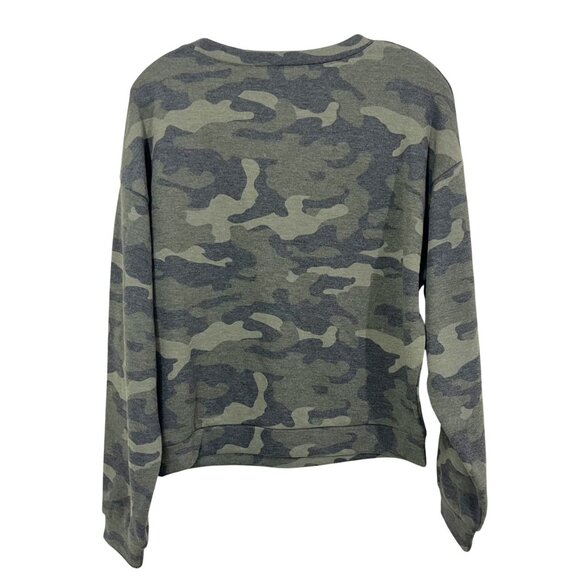 NEW Express Green Camo Print Rhinestone Crewneck Sweatshirt - Size XS - Picture 2 of 6